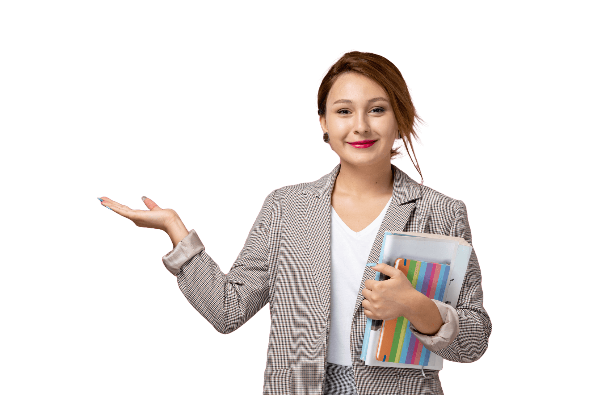 Professional woman presenting education services